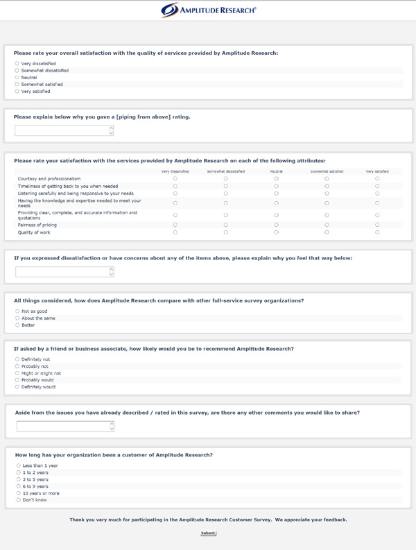 Customer Survey Sample Remar