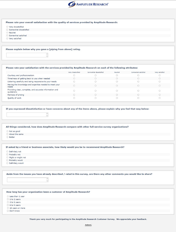 Customer Satisfaction Survey - Sample Questionnaire
